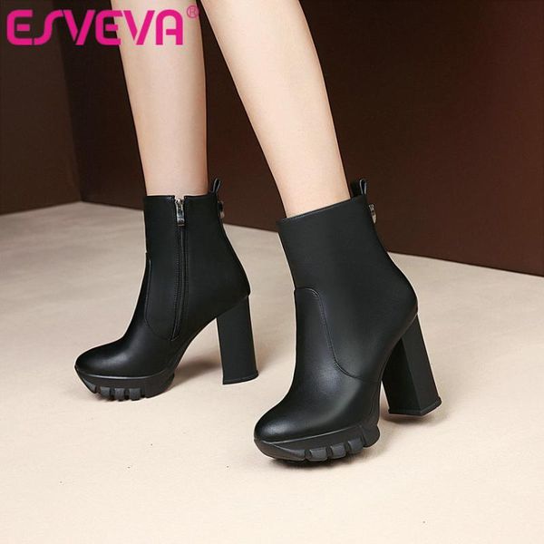 boots esveva 2021 fashion zipper square high heel pu leather ankle women shoes pointed toe platform size 34-43, Black
boots esveva 2021 fashion zipper square high heel pu leather ankle women shoes pointed toe platform size 34-43, Black