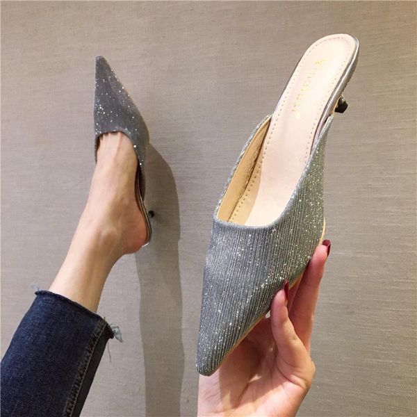 slippers fashion women casual pointed toe bling sequin cloth mules shoes thin low heels comfortable beautiful slides flip flops, Black
slippers fashion women casual pointed toe bling sequin cloth mules shoes thin low heels comfortable beautiful slides flip flops, Black