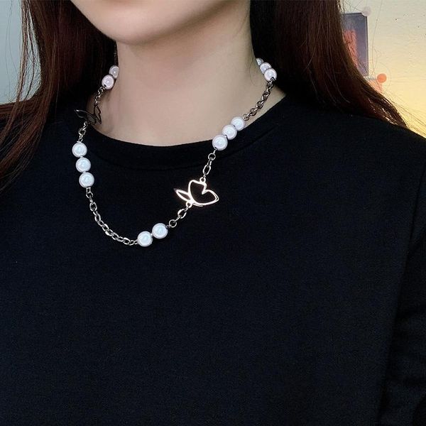 chokers cowbread personality necklace for women hiphop high-end butterfly jewelry stitching pearl women's neck chain, Golden;silver
chokers cowbread personality necklace for women hiphop high-end butterfly jewelry stitching pearl women's neck chain, Golden;silver