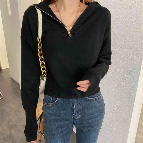 women's t-shirt autumn winter woman sweaters turn-down collar zipper up knitting beige black khaki pullovers knit ladies outw, White
women's t-shirt autumn winter woman sweaters turn-down collar zipper up knitting beige black khaki pullovers knit ladies outw, White