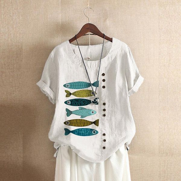 vintage cotton linen women shirt summer casual o neck print shirts blusa button short sleeve pullover elegant 5xl women's t-shirt, White
vintage cotton linen women shirt summer casual o neck print shirts blusa button short sleeve pullover elegant 5xl women's t-shirt, White