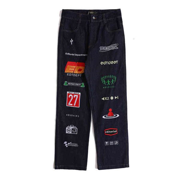 american fashion brand letter embroidered jeans men's ins high street style loose straight pants casual, Blue
american fashion brand letter embroidered jeans men's ins high street style loose straight pants casual, Blue