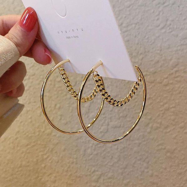 hoop & huggie europe and america female simple exaggerated metal texture chain earrings fashion girl women's jewelry accessories, Golden;silver
hoop & huggie europe and america female simple exaggerated metal texture chain earrings fashion girl women's jewelry accessories, Golden;silver