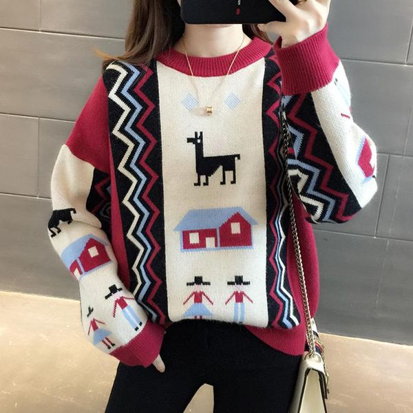 women's sweaters women sweater 2022 arrival autumn and winter female knitted pullover fashion geometry cartoon korean style a101, White;black
women's sweaters women sweater 2022 arrival autumn and winter female knitted pullover fashion geometry cartoon korean style a101, White;black