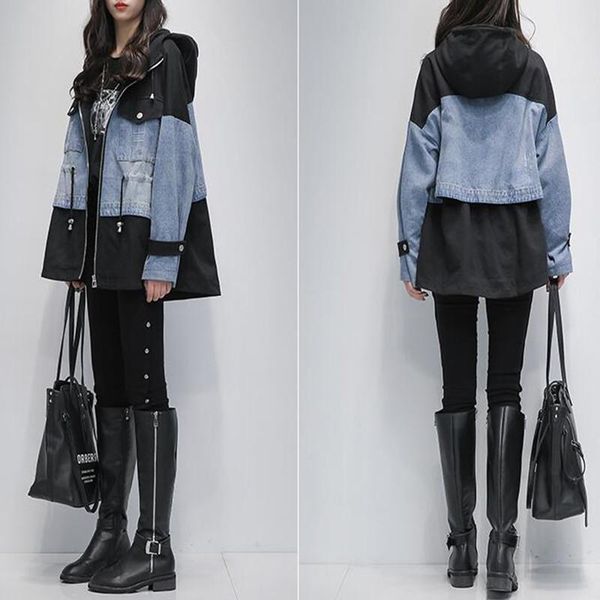 women's jackets jeans jacket women mid-length 2021 spring and autumn style korean loose stitching denim chaquetas mujer, Black;brown
women's jackets jeans jacket women mid-length 2021 spring and autumn style korean loose stitching denim chaquetas mujer, Black;brown