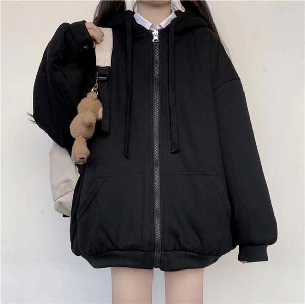 women's hoodies & sweatshirts plus size women harajuku streetwear kawaii oversized zip up sweatshirt clothing korean style autumn long, Black
women's hoodies & sweatshirts plus size women harajuku streetwear kawaii oversized zip up sweatshirt clothing korean style autumn long, Black