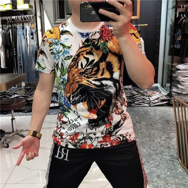 men's t-shirts spring summer korean luxury color slim fit printing drilling animal trend brand rhinestones short sleeve t-shirt, White;black
men's t-shirts spring summer korean luxury color slim fit printing drilling animal trend brand rhinestones short sleeve t-shirt, White;black