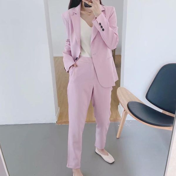 women solid ol pants suits two-pieces sets 2021 summer single button blazers and female casual elegant 2 piece set women's &, White;black
women solid ol pants suits two-pieces sets 2021 summer single button blazers and female casual elegant 2 piece set women's &, White;black