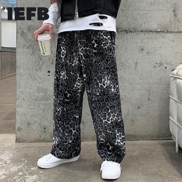 men's pants iefb 2021 spring summer belt decoration straight trousers loose leopard print elastic waist wide leg for male 9y6271, Black
men's pants iefb 2021 spring summer belt decoration straight trousers loose leopard print elastic waist wide leg for male 9y6271, Black