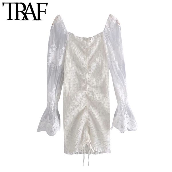 women chic fashion with drawstring smocked mini dress vintage embroidery mesh sleeves female dresses vestidos 210507, Black;gray
women chic fashion with drawstring smocked mini dress vintage embroidery mesh sleeves female dresses vestidos 210507, Black;gray