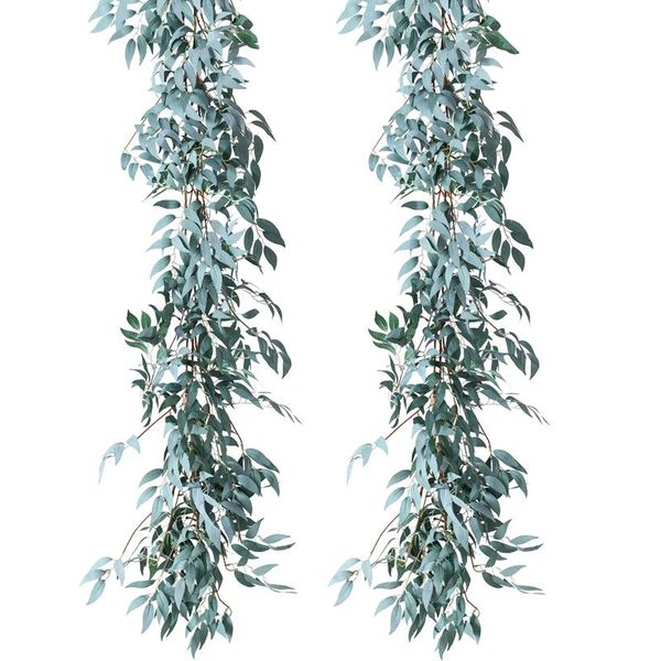 decorative flowers & wreaths 2 pack artificial gray greenery garland faux silk willow leaves vines wreath for wedding decor, party, home cro
decorative flowers & wreaths 2 pack artificial gray greenery garland faux silk willow leaves vines wreath for wedding decor, party, home cro