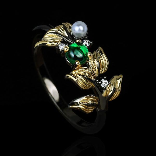 cluster rings classic golden leaf ring pearl green diopside women's jewelry wedding bridal black gold, Golden;silver
cluster rings classic golden leaf ring pearl green diopside women's jewelry wedding bridal black gold, Golden;silver