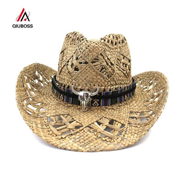 cloches summer women men western cowboy straw hat bull head band decor handmade crochet salt grass outdoor wide brim beach sun
cloches summer women men western cowboy straw hat bull head band decor handmade crochet salt grass outdoor wide brim beach sun