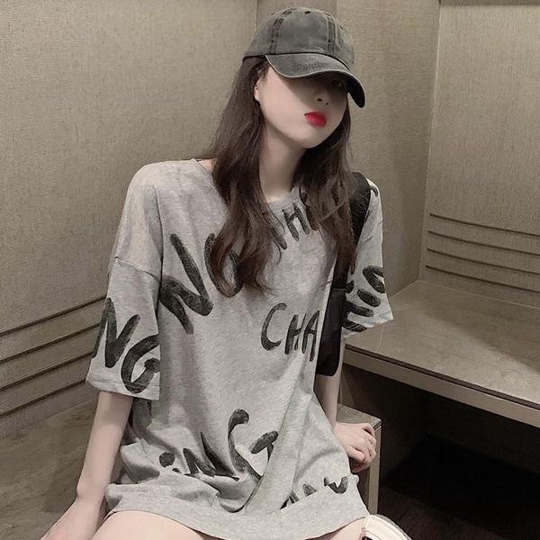 spring and summer t-shirt women's mid-length loose letter short-sleeved ins tide wild slimming bottoming ladies, White
spring and summer t-shirt women's mid-length loose letter short-sleeved ins tide wild slimming bottoming ladies, White