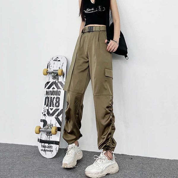 women's summer casual drawstring cargo pants loose straight harajuku bf belt woemn 210531, Black;white
women's summer casual drawstring cargo pants loose straight harajuku bf belt woemn 210531, Black;white