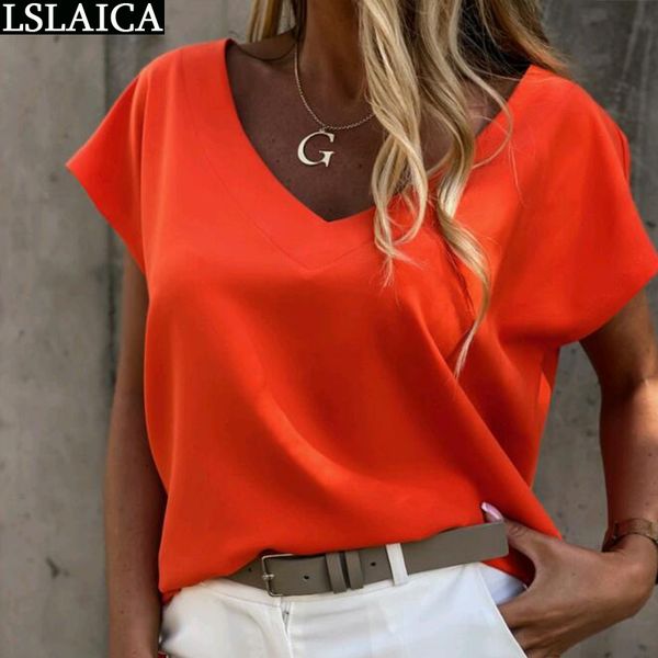 t-shirt short sleeve v neck casual solid ladies elegant office lady fashion women's shirt summer loose shirts for women 210520, White
t-shirt short sleeve v neck casual solid ladies elegant office lady fashion women's shirt summer loose shirts for women 210520, White