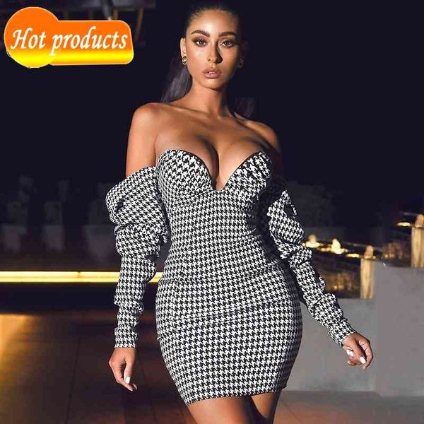 two piece dress you all ent of houndstooth fashion standard design off the shoulder draped celebrity party mini dress club av5l, White
two piece dress you all ent of houndstooth fashion standard design off the shoulder draped celebrity party mini dress club av5l, White