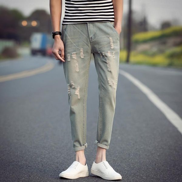 men vogue jeans teen hole patch grey casual skinny ankle-length size 28-36 men's, Blue
men vogue jeans teen hole patch grey casual skinny ankle-length size 28-36 men's, Blue
