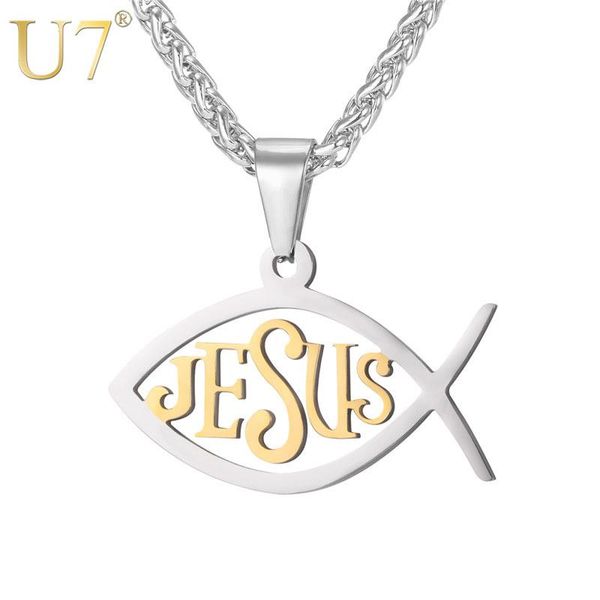 pendant necklaces u7 minimalist fish necklace stainless steel & chain unique gift for men/women christian jesus jewelry p1083, Silver
pendant necklaces u7 minimalist fish necklace stainless steel & chain unique gift for men/women christian jesus jewelry p1083, Silver