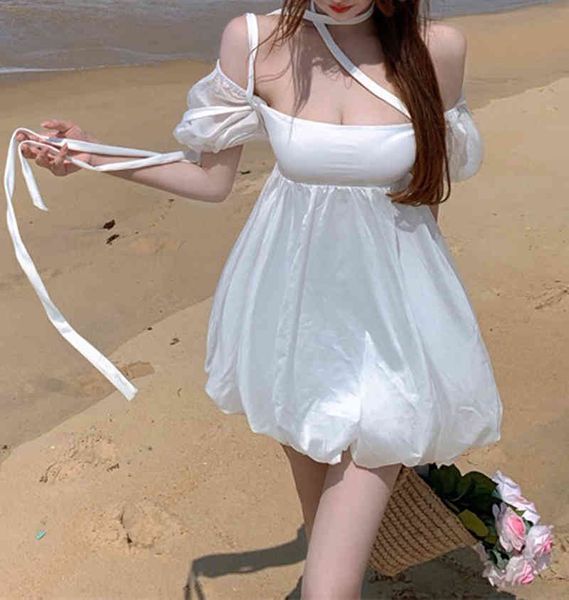 women vintage short puff sleeve white mini dress off shoulder retro classic slim bubble dresses summer beach party vestidos 210517, Black;gray
women vintage short puff sleeve white mini dress off shoulder retro classic slim bubble dresses summer beach party vestidos 210517, Black;gray