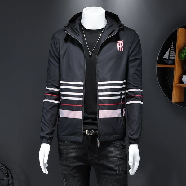 the fine fleece hoodies spring men's hooded jacket fashion slim trend youth striped, Black
the fine fleece hoodies spring men's hooded jacket fashion slim trend youth striped, Black