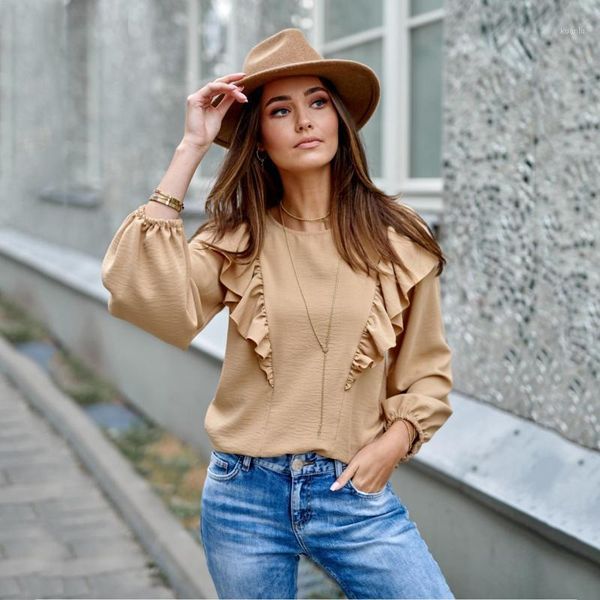 women's blouses & shirts fashion solid ruffles blouse autumn o-neck tee female women long sleeve shirt blusas femininas clothing pullo, White
women's blouses & shirts fashion solid ruffles blouse autumn o-neck tee female women long sleeve shirt blusas femininas clothing pullo, White