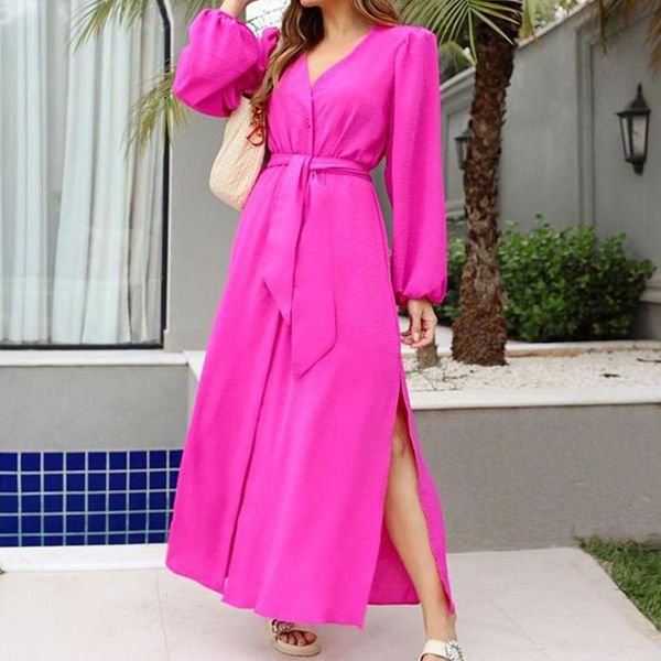 casual dresses rose red v neck lantern sleeve dress women elegant a line maxi split boho solid color party female vestido autumn 2021, Black;gray
casual dresses rose red v neck lantern sleeve dress women elegant a line maxi split boho solid color party female vestido autumn 2021, Black;gray