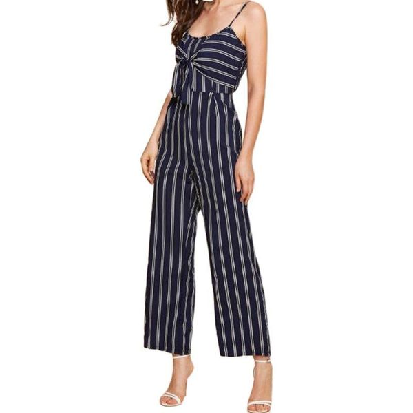 women summer spaghetti straps sleeveless jumpsuit vintage vertical stripes tie knot front backless high waist long pants rompers women', Black;white
women summer spaghetti straps sleeveless jumpsuit vintage vertical stripes tie knot front backless high waist long pants rompers women', Black;white