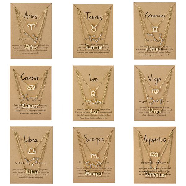 3pcs/set 12 zodiac sign necklace for women constellation pendant chain choker birthday jewelry with cardboard card, Silver
3pcs/set 12 zodiac sign necklace for women constellation pendant chain choker birthday jewelry with cardboard card, Silver