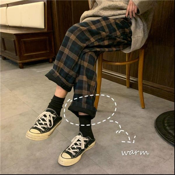 fashion autumn winter fleece plaid women pants thick trousers loose straight casual high waist wide leg woman, Black;white
fashion autumn winter fleece plaid women pants thick trousers loose straight casual high waist wide leg woman, Black;white