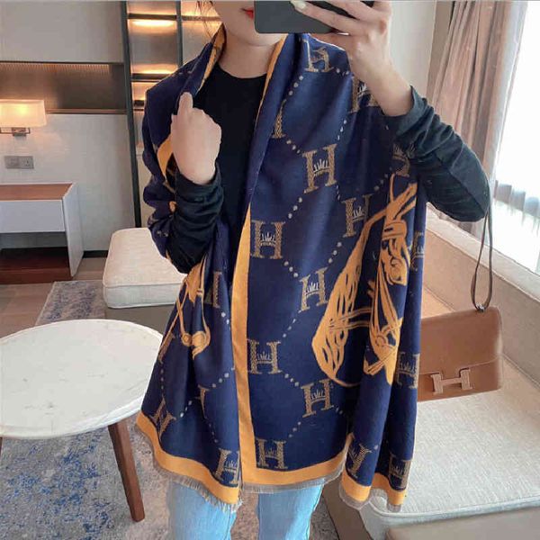 the new design new h cashmere scarf women's winter warm long thickened carriage scarf shawl, Blue;gray
the new design new h cashmere scarf women's winter warm long thickened carriage scarf shawl, Blue;gray