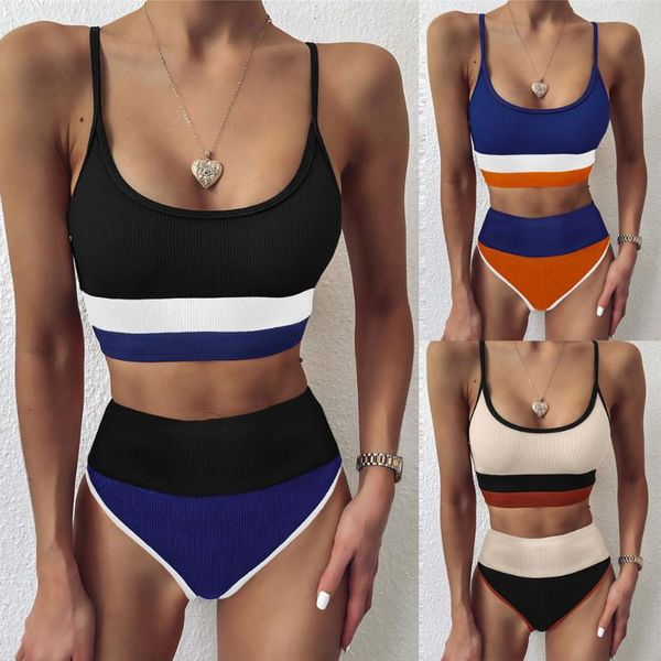 women's swimwear high waisted bikinis 2021 bandeau swimsuits striped patchwork bikini beachwear sports ribbed, White;black
women's swimwear high waisted bikinis 2021 bandeau swimsuits striped patchwork bikini beachwear sports ribbed, White;black