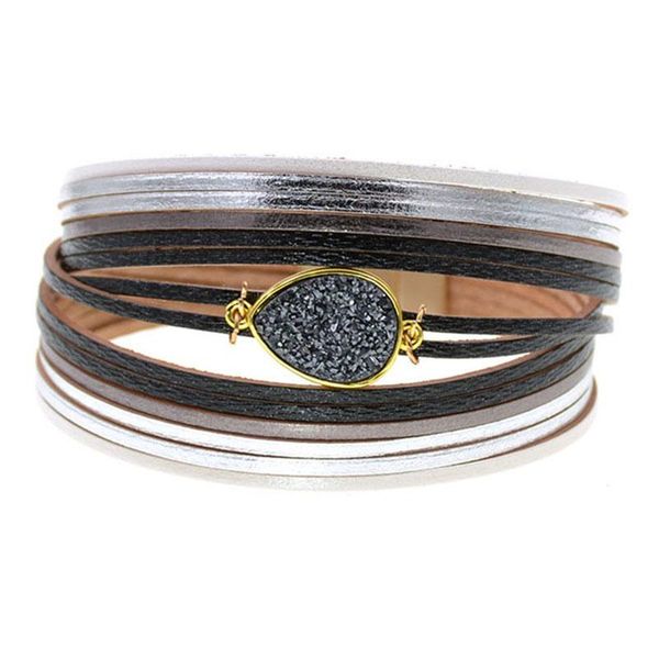 tennis graduate color leather bracelets for women water drop & bangles wrap bohemia femme jewelry, Golden;silver 
tennis graduate color leather bracelets for women water drop & bangles wrap bohemia femme jewelry, Golden;silver