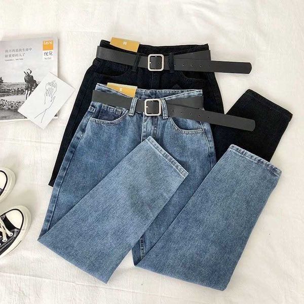women's jeans vintage high waist women solid straight pants loose casual plus size street denim trousers pantalon femme with belt, Blue
women's jeans vintage high waist women solid straight pants loose casual plus size street denim trousers pantalon femme with belt, Blue