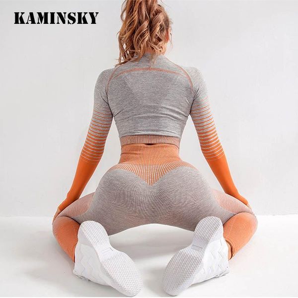 two piece dress kaminsky seamles gym clothing women stripe knit set workout training sets exercise outfits for high waist legging, White
two piece dress kaminsky seamles gym clothing women stripe knit set workout training sets exercise outfits for high waist legging, White
