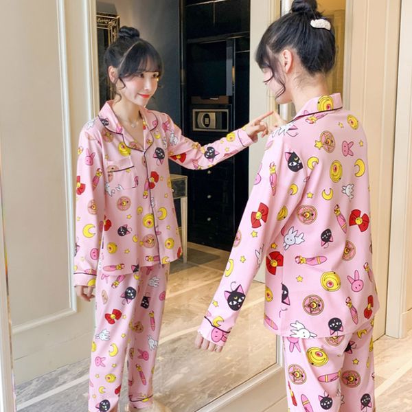 spring print womens home wear pink long sleeve pocket sweet pajamas sets female sleepwear 2021 autumn casual ladies home clothes, Black;red
spring print womens home wear pink long sleeve pocket sweet pajamas sets female sleepwear 2021 autumn casual ladies home clothes, Black;red