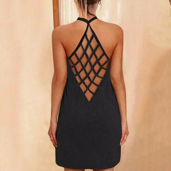 vintage backless solid color women dress sleeveless plus size o neck summer tank vestidos longos de verao, Black;gray
vintage backless solid color women dress sleeveless plus size o neck summer tank vestidos longos de verao, Black;gray