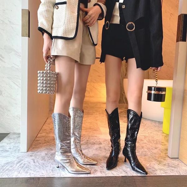 boots pointed toe women knee thin high heels black silver fashion ladies winter autumn party pumps slip on mules shoes size 39
boots pointed toe women knee thin high heels black silver fashion ladies winter autumn party pumps slip on mules shoes size 39