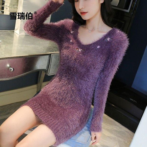 casual dresses women 2021 autumn winter imitation mink cashmere knitted sweater dress female v-neck long-sleeve slim vestidos d86, Black;gray
casual dresses women 2021 autumn winter imitation mink cashmere knitted sweater dress female v-neck long-sleeve slim vestidos d86, Black;gray