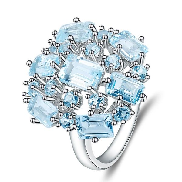 cluster rings gem's ballet sky blue z natural gemstone genuine 925 sterling silver wedding engagement jewelry for women gift, Golden;silver 
cluster rings gem's ballet sky blue z natural gemstone genuine 925 sterling silver wedding engagement jewelry for women gift, Golden;silver