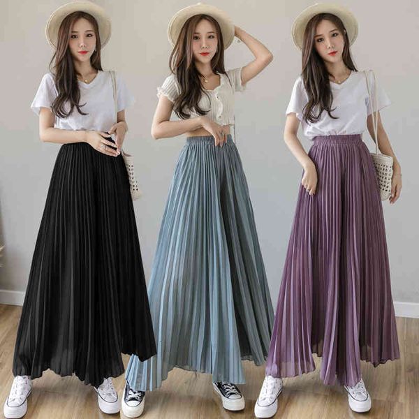 women's pants & capris summer loose pleated chiffon wide-leg korean female full length trousers women solid high waist drape casua, Black;white
women's pants & capris summer loose pleated chiffon wide-leg korean female full length trousers women solid high waist drape casua, Black;white