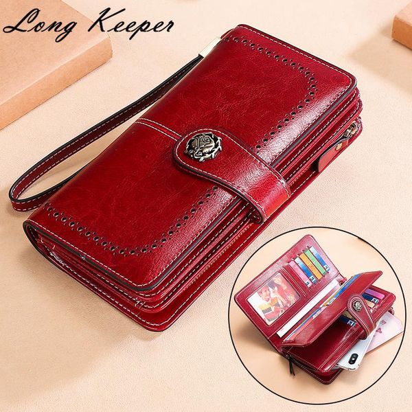 wallets genuine leather women flower brand design card holder long lady wallet clutch purse phone bag carteira, Red;black
wallets genuine leather women flower brand design card holder long lady wallet clutch purse phone bag carteira, Red;black