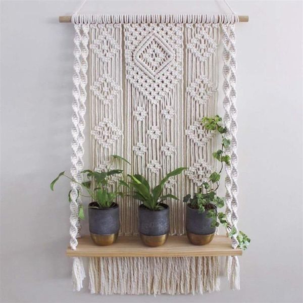 tapestries 50x70cm bohemian wooden handmade macrame wall hanging rope shelf floating plant rack stand tapestry home decor ornament
tapestries 50x70cm bohemian wooden handmade macrame wall hanging rope shelf floating plant rack stand tapestry home decor ornament