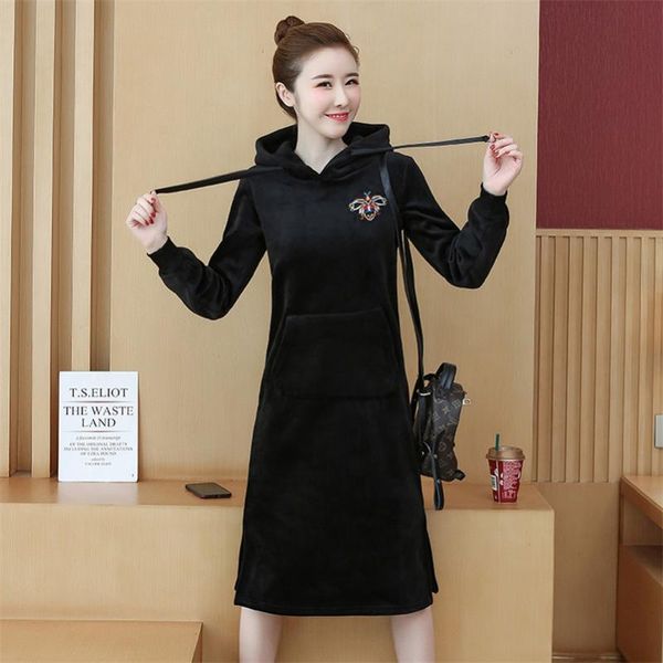 casual dresses long sleeve embroidery a-line party women autumn winter velvet warm dress solid hooded slim plus size -3xl, Black;gray
casual dresses long sleeve embroidery a-line party women autumn winter velvet warm dress solid hooded slim plus size -3xl, Black;gray
