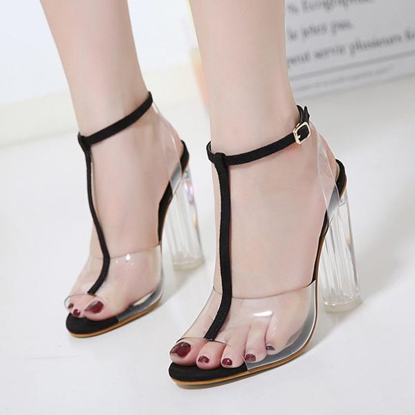 sandals summer for women fashion transparent ankle high heels block party open toe shoes, Black
sandals summer for women fashion transparent ankle high heels block party open toe shoes, Black