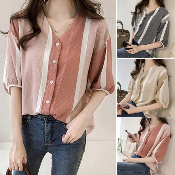 women's blouses & shirts fashion short sleeve colorblock striped blouse summer loose casual v-neck ladies women slim korean, White
women's blouses & shirts fashion short sleeve colorblock striped blouse summer loose casual v-neck ladies women slim korean, White