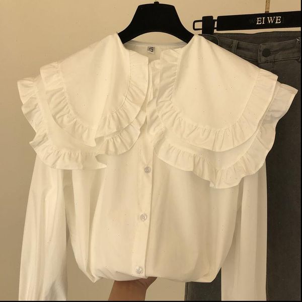 floral lace womens shirts lapel solid blouse women peter pan collar buttons autumn long sleeve loose ladies blusas, White
floral lace womens shirts lapel solid blouse women peter pan collar buttons autumn long sleeve loose ladies blusas, White
