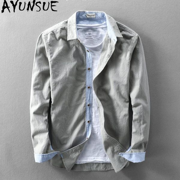 men's casual shirts ayunsue shirt spring summer white 100% cotton long sleeve for men vintage clothes chemise homme kj4666, White;black
men's casual shirts ayunsue shirt spring summer white 100% cotton long sleeve for men vintage clothes chemise homme kj4666, White;black