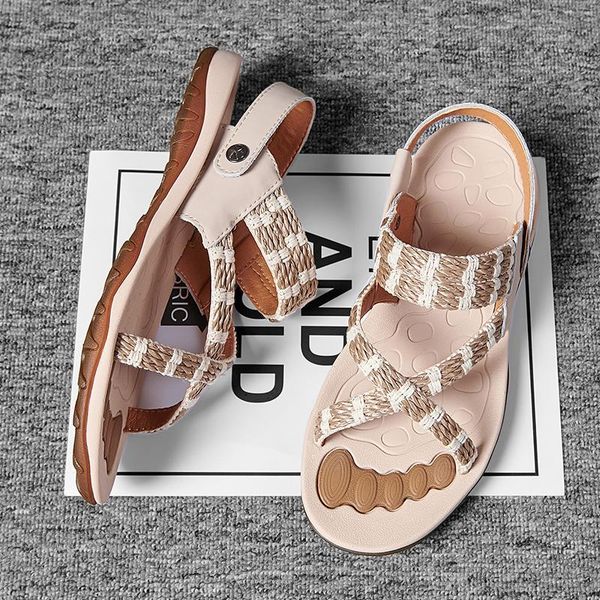 slippers summer genuine leather weave sandals for men fashion non-slip sandal shoes comfortable flip flops soft drop, Black
slippers summer genuine leather weave sandals for men fashion non-slip sandal shoes comfortable flip flops soft drop, Black
