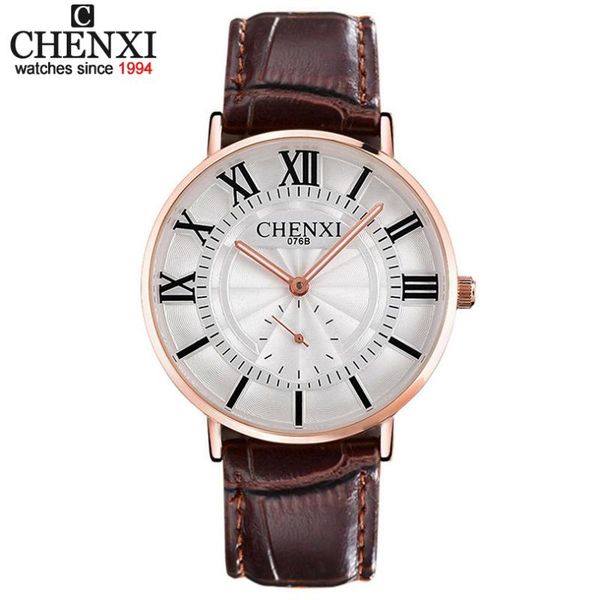 wristwatches chenxi 076b watches male fashion casual quartz watch classic genuine leather strap men wristwatch relogio masculin, Slivery;brown 
wristwatches chenxi 076b watches male fashion casual quartz watch classic genuine leather strap men wristwatch relogio masculin, Slivery;brown